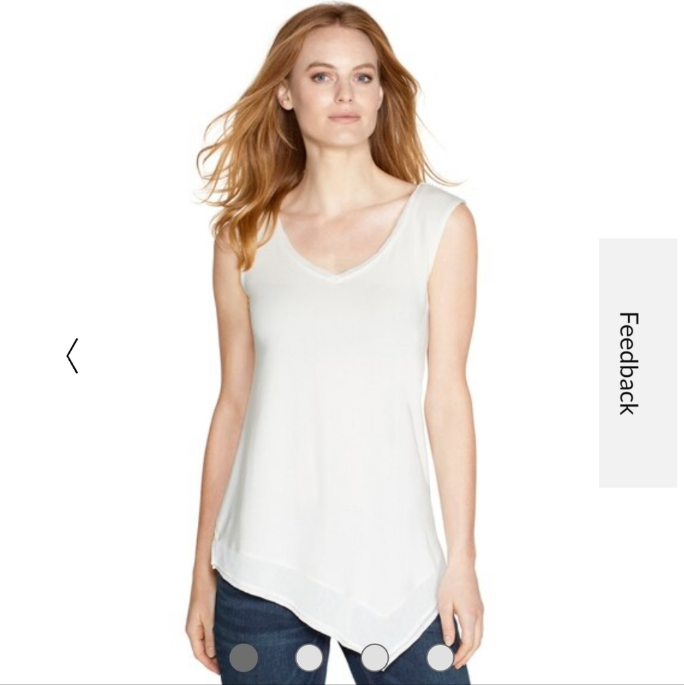 White House Black Market XS cream chiffon Asymmetrical Sleeveless top NWT [37]